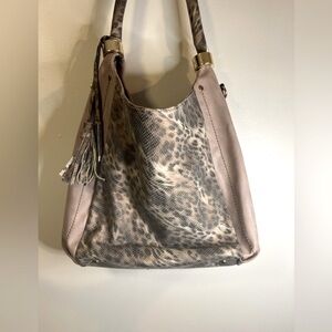 Mellow World large Purse Satchel Hobo Bag snakeskin look Brown Purse Handbag